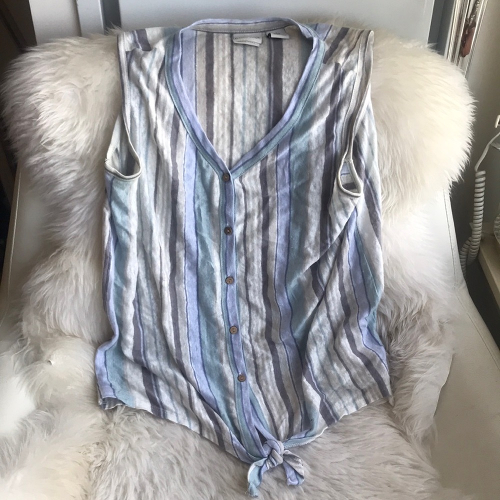 Rachel Zoe 100% linen button tank small